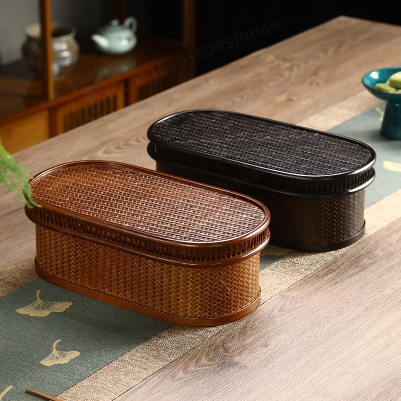 Woven Basket Set - Bamboo Woven Oval Food Box, Finishing