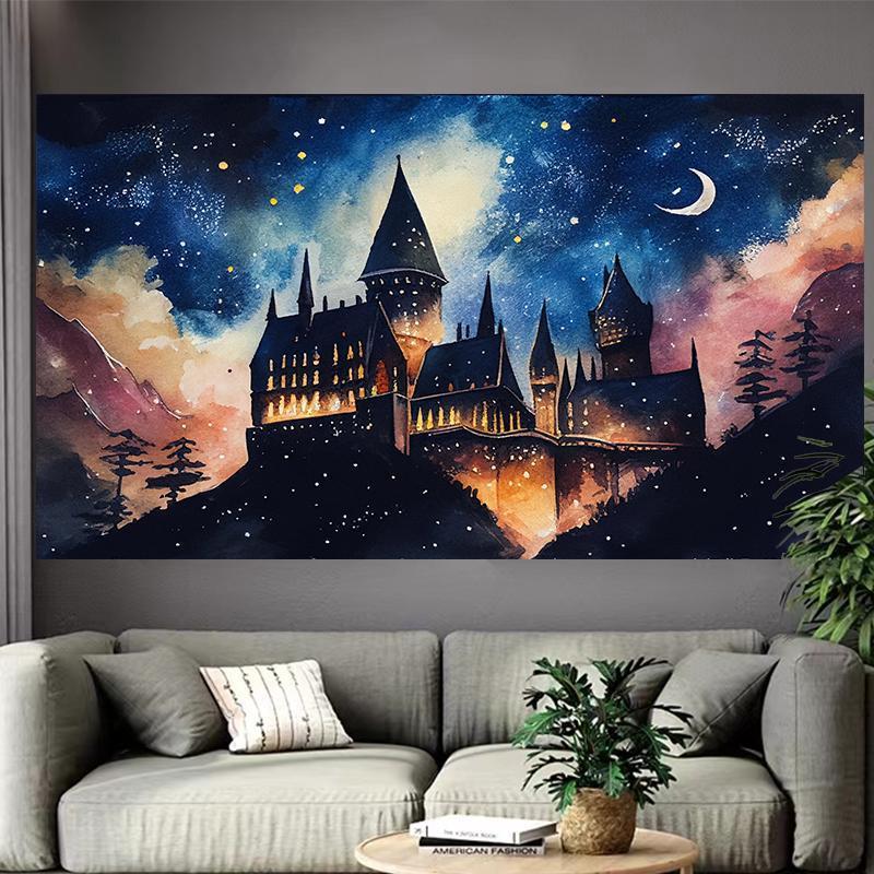 Interior Design Landscape - Castle Lake Wall Tapestry Fantasy Landscape