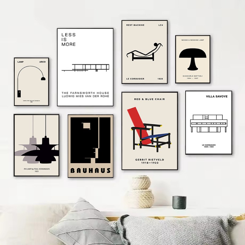 Interior Design Concept - Classic Farnsworth House Bauhaus Design Abstract