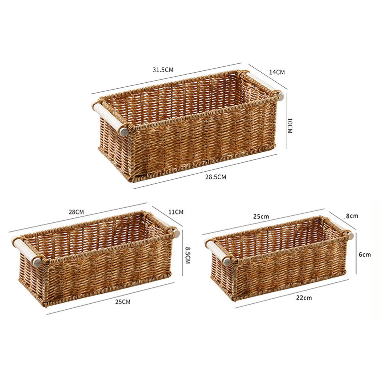 Woven Basket Set - Imitation Rattan Storage Basket Perfume Tray