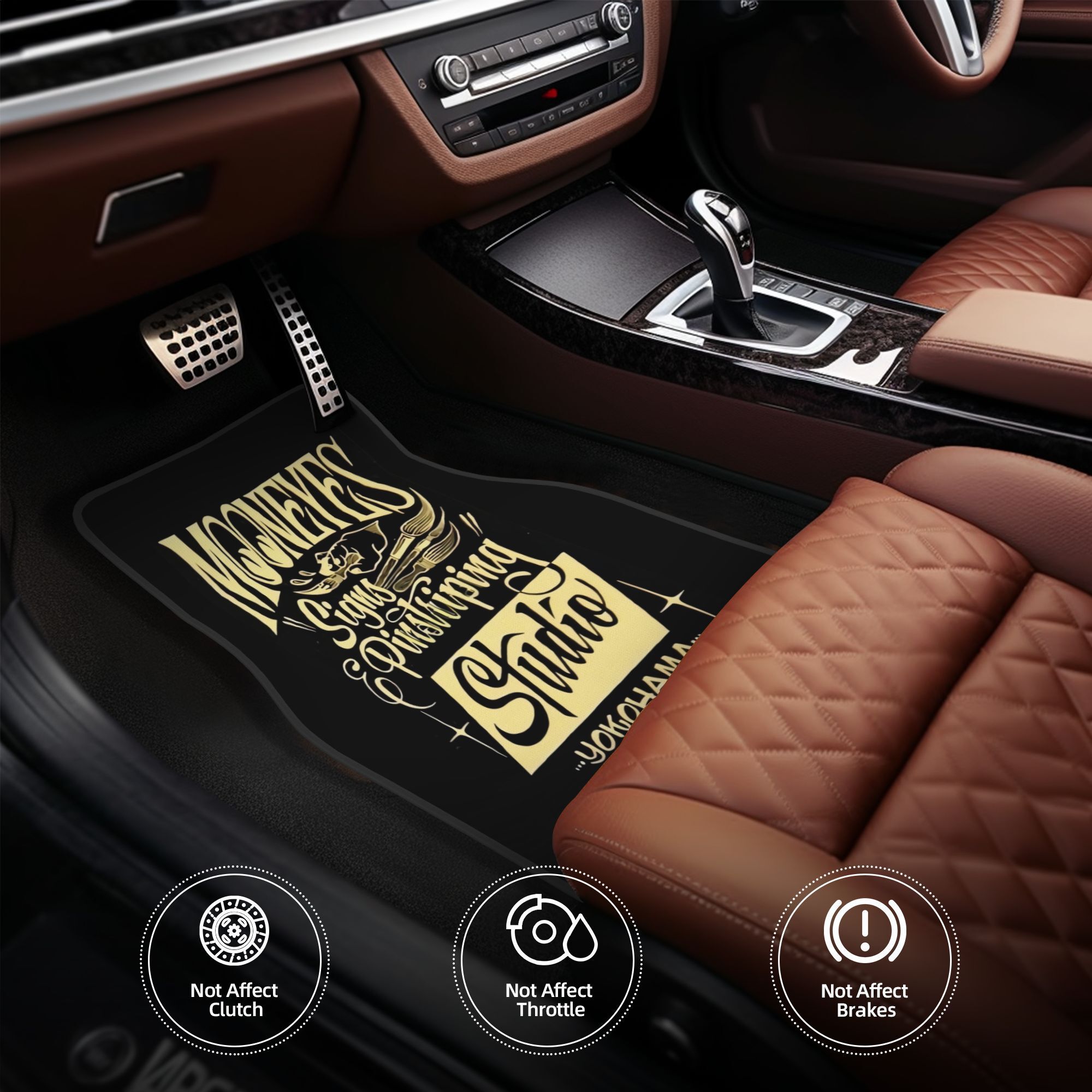 Interior Design Concept - 4pcs% Mooneyes Car Floor Mats, Durable,