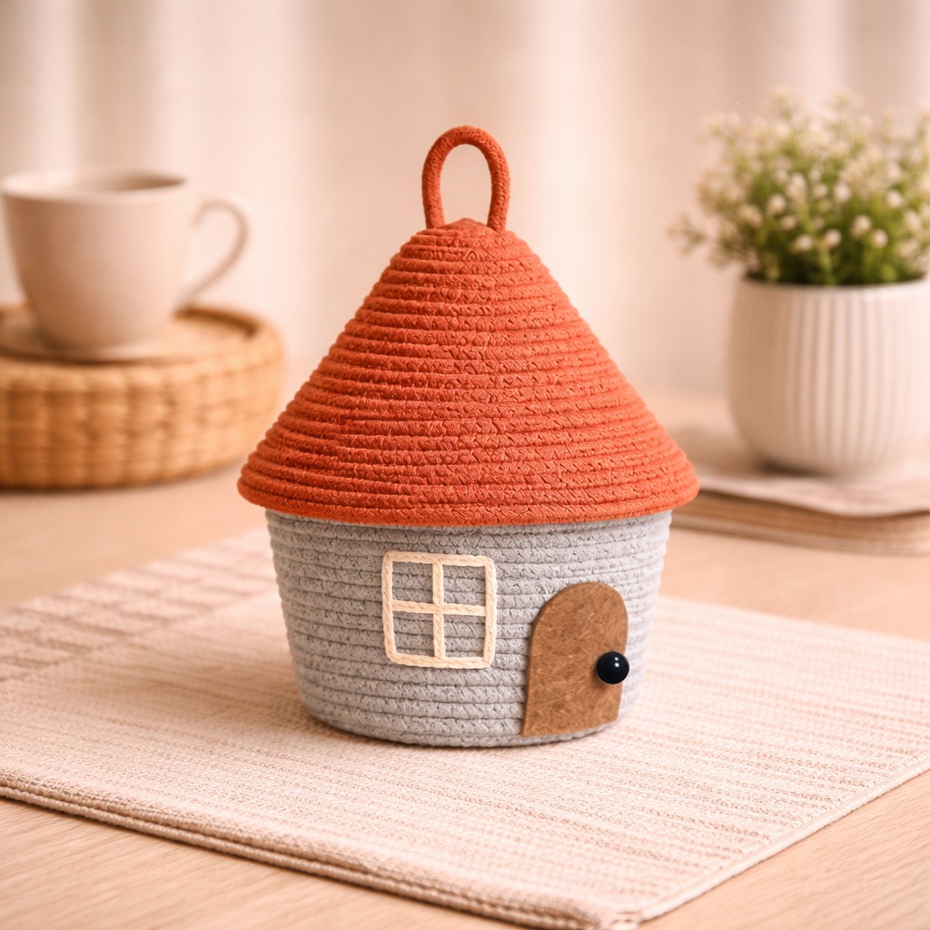 Woven Basket Set - Cotton Rope Woven Storage Basket With