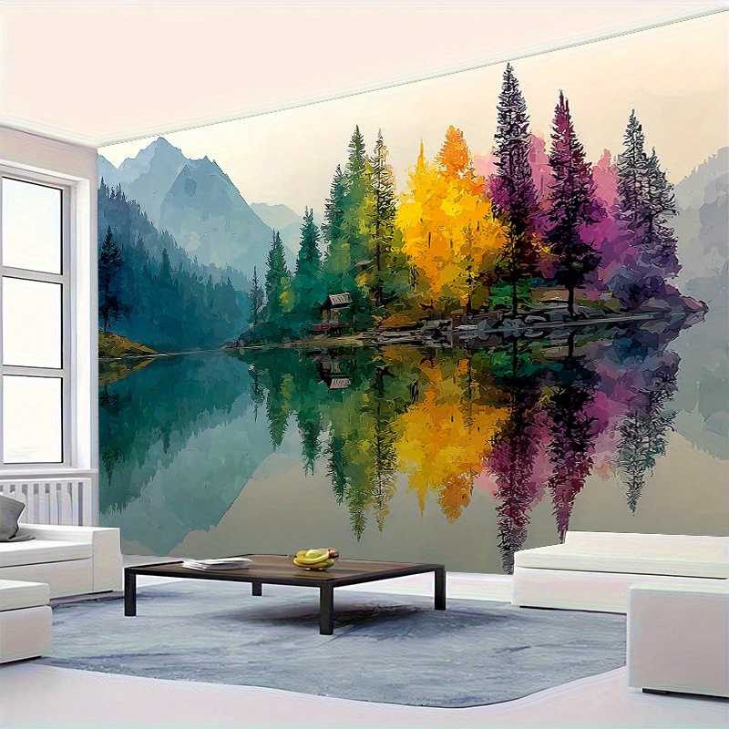 Colorful Forest Lake Wall Mura - Interior Design Landscape recension och pris