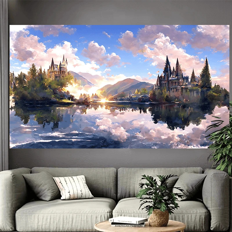 Castle Lake Wall Tapestry Fant - Interior Design Landscape recension och pris