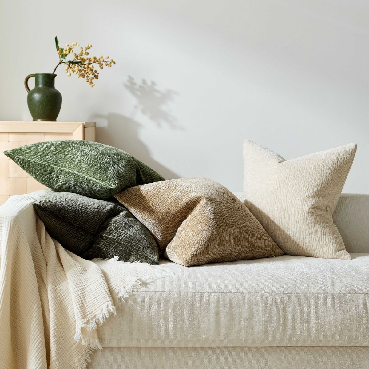 Textured Pleated Chenille Thro - Textured Throw Natural recension och pris