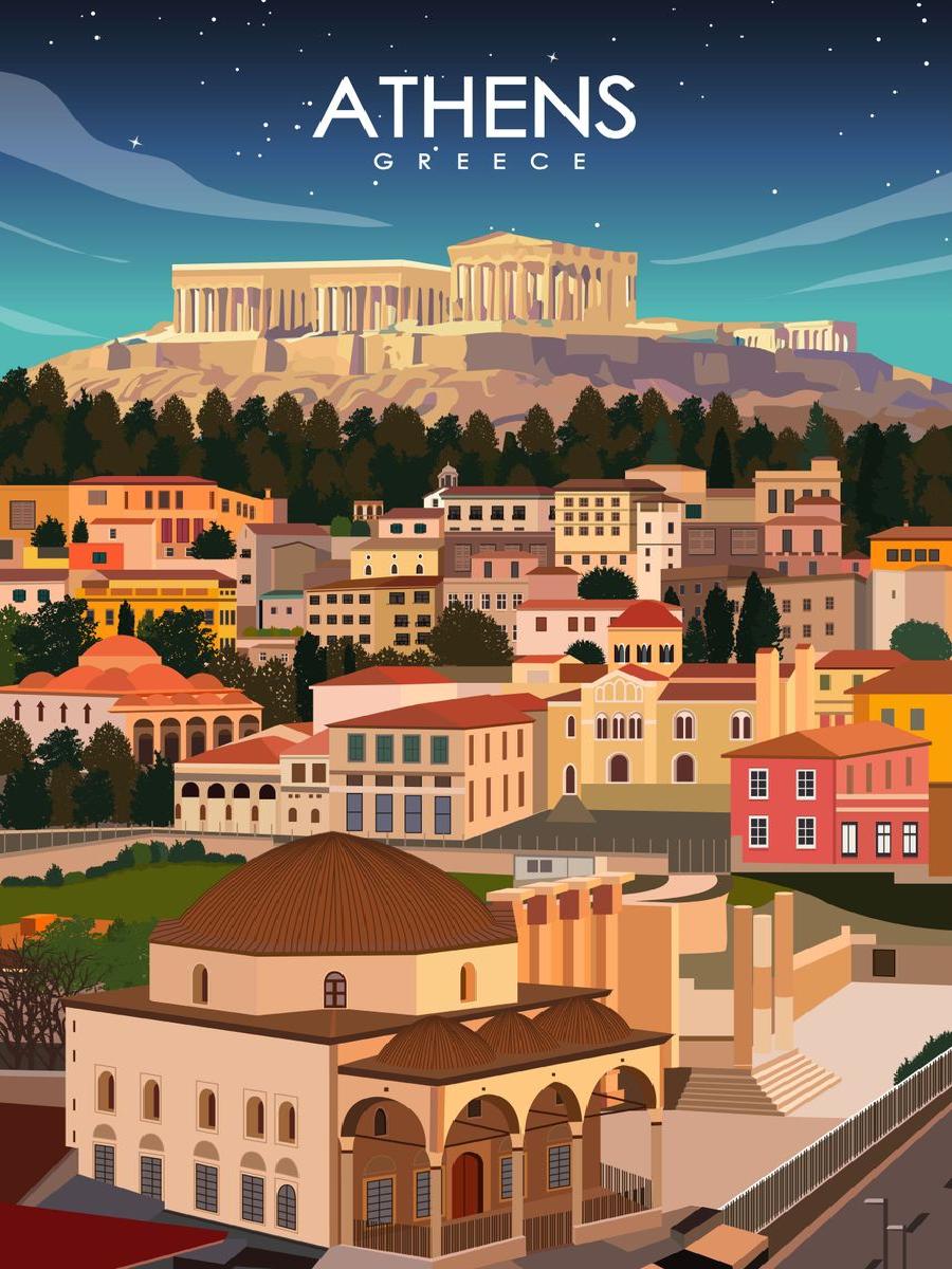 Vintage Athens Greece Travel P - Interior Design Landscape recension och pris