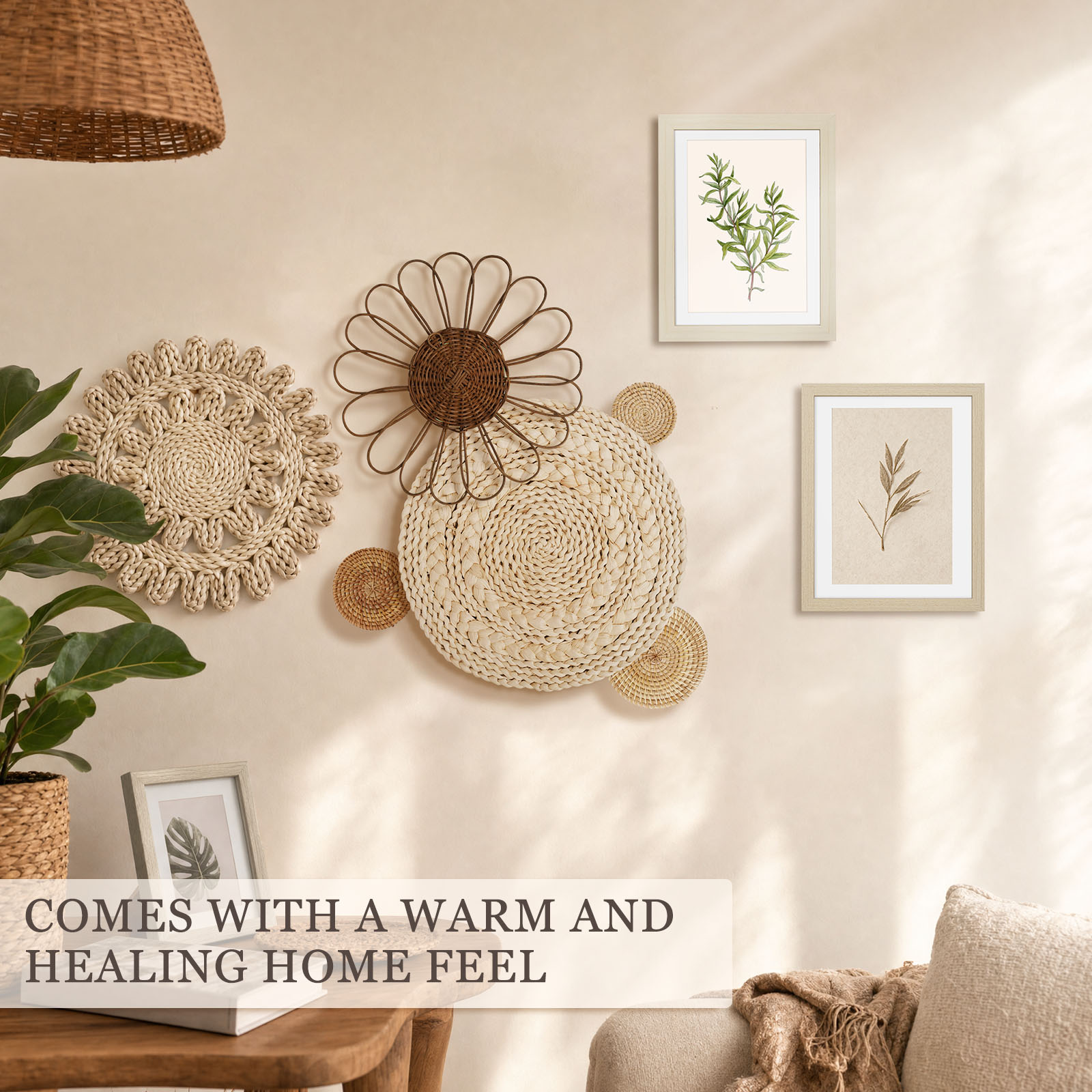 Boho Wall Basket Seagrass Ratt - Woven Basket Set recension och pris