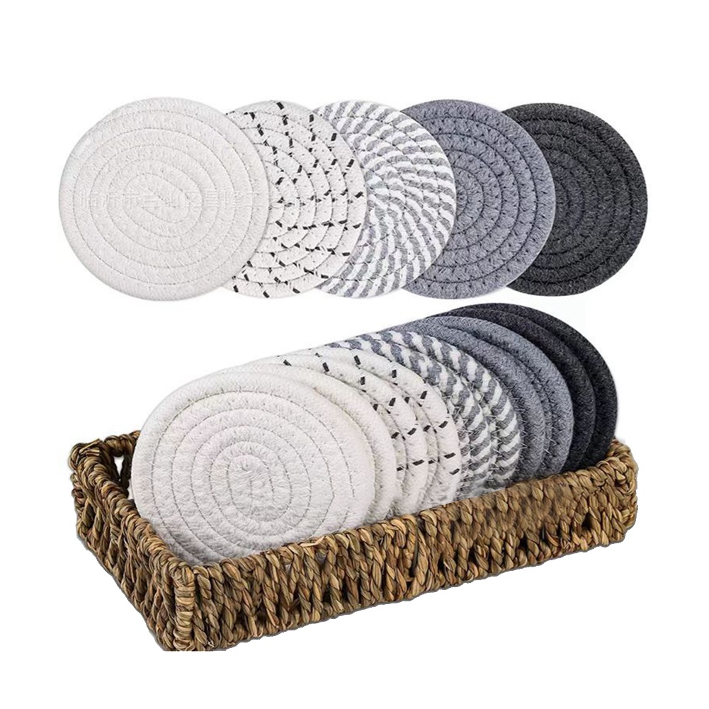 ABLQ Drink Coasters ,Seagrass  - Woven Basket Set recension och pris