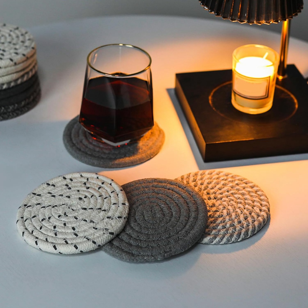 ABLQ Drink Coasters ,Seagrass  - Woven Basket Set recension och pris