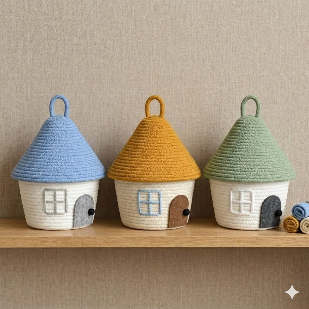 Cotton Rope Woven Storage Bask - Woven Basket Set recension och pris