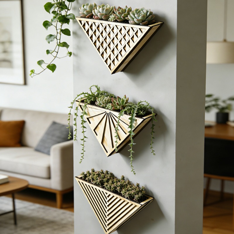 1pcs Light Wood Geometric Line - Geometric Shelf Triangle recension och pris