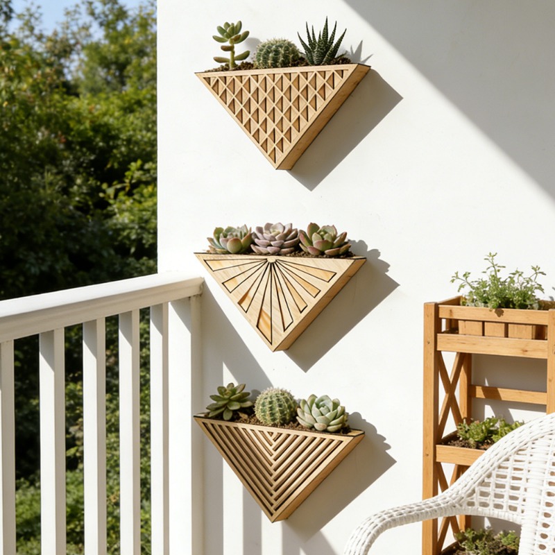 1pcs Light Wood Geometric Line - Geometric Shelf Triangle recension och pris